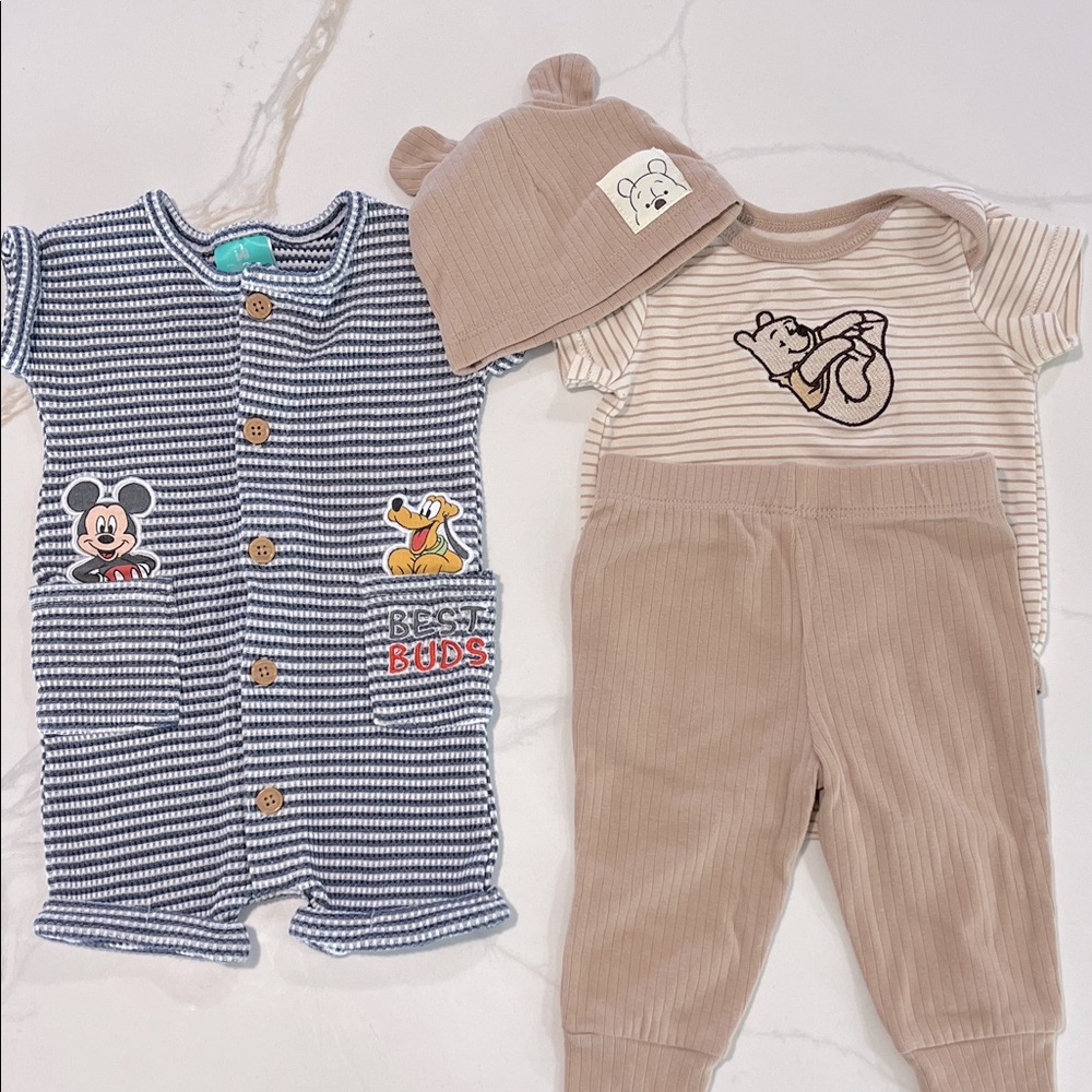 Disney Baby Bundle - Mickey, Pluto and Pooh - size 0-3m